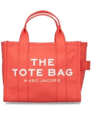 Marc Jacobs Logo Printed Zip-Up Small Tote Bag - Red