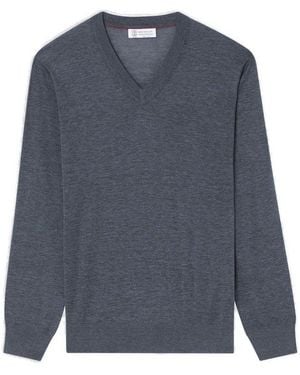 Brunello Cucinelli V-Neck Sweater - Blue