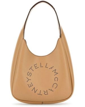 Stella McCartney Logo Perforated Small Hobo Bag - Natural