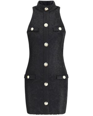 Balmain Sleeveless Baroque Short Dress - Black