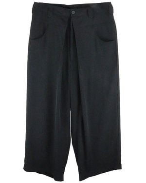 Yohji Yamamoto Wide Leg Cropped Pants - Black