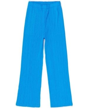 Pleats Please Issey Miyake Mc August Elasticated Waistband Pleated Trousers - Blue