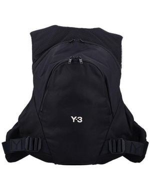 Y-3 Logo Printed Zipped Backpack - Black