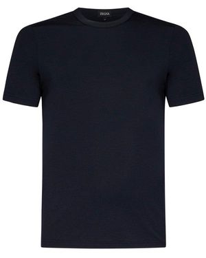Tシャツ・カットソー ERMENEGILDO ZEGNA Men T Shirts UFJ00A9 131B98 BLUE Zegna logo-embroidered Cotton T-shirt | Blue | FARFETCH JO