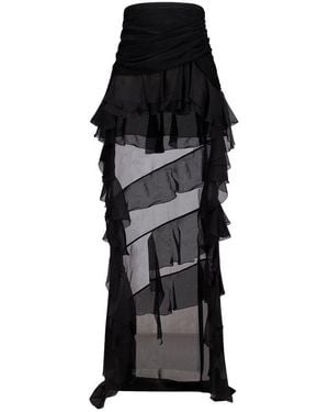 Blumarine Ruffled High-Low Hem Skirt - Black