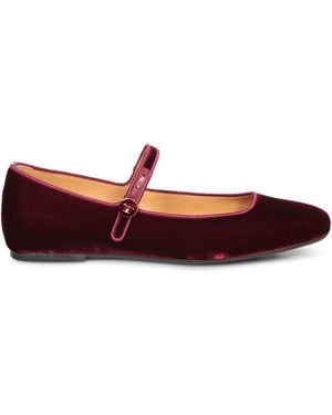 Tod's Almond-toe Velvet Ballet Flats - Red