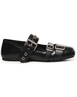 Dior Buckle Detailed Slip-On Flat Shoes - Black