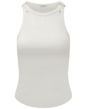 Courreges Buckle 90's Rib Tank Top - White