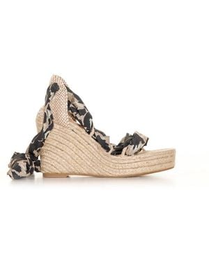 Castañer X Dvf Tie-up Wedge Espadrilles - Natural