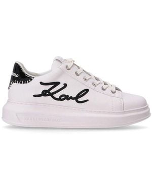 Karl Lagerfeld Logo Detailed Lace-Up Sneakers - White