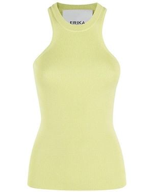 Erika Cavallini Semi Couture Ribbed Sleeveless Top - Yellow