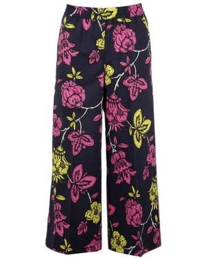 P.A.R.O.S.H. P.A.R.O..H. Ceylon Tropical Printed Trousers - Blue