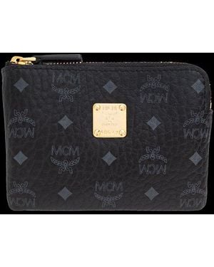 MCM Logo Plaque Zipped Cardholder - Black
