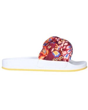 La DoubleJ Braided Open-Toe Slides - White