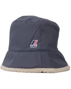 K-Way Logo Printed Shearling Bucket Hat - Blue