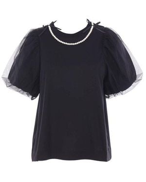 Simone Rocha Embellished Tulle Detailed Top - Blue