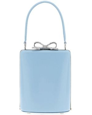 Self-Portrait Bow Clasp Leather Tote Bag - Blue