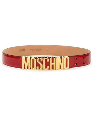Moschino Logo-Embellished Leather Belt - White