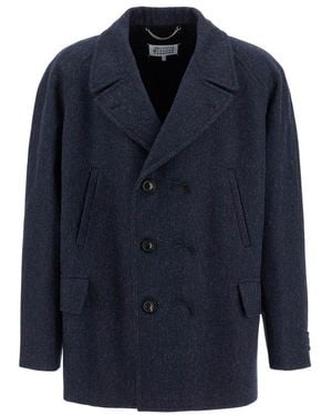 Maison Margiela Long-Sleeved Double-Breasted Coat - Blue