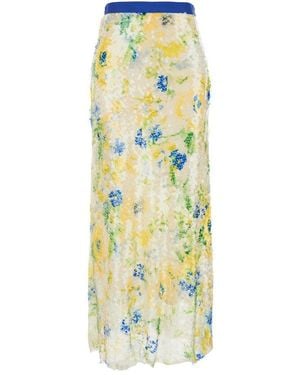 MSGM Skirt With Floral Motif - Yellow