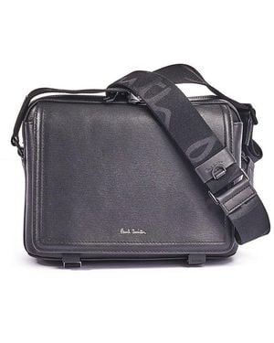 Paul Smith Logo Embossed Zipped Messenger Bag - Grey