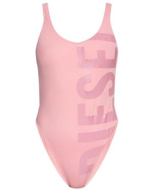 DIESEL>>Bfsw-Kylia ロゴプリント ハイカット スイムスーツ Diesel Bfsw-Kylia Swimsuit | Pink | FARFETCH
