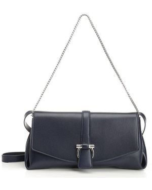 Ferragamo Foldover Top Medium Shoulder Bag - Blue
