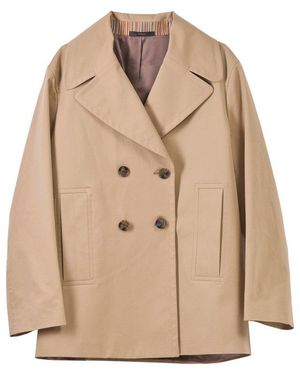 Paul Smith Double-Breasted Twill Pea Coat - Natural