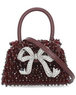 Self-Portrait Embellished Micro Bow Bag - Red