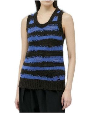 Acne Studios Distressed Stripd Knitted Top - Blue