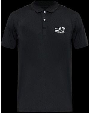 EA7 Logo Printed Polo Shirt - Black