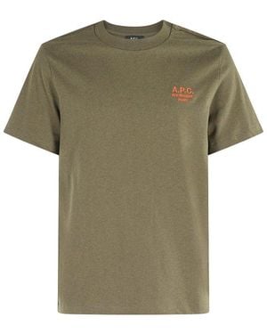 A.P.C. Logo Embroidered Crewneck T-Shirt - Green