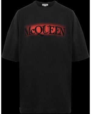 McQueen Logo Printed Crewneck T-Shirt - Black