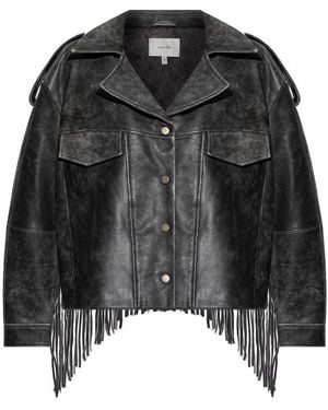 Gestuz Jaggy Jacket With Fringe Detail - Black