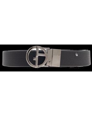 Giorgio Armani Logo Plaque Buckled Belt - Black