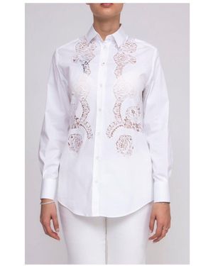 Dolce & Gabbana Lace Inlay Poplin Shirt - White