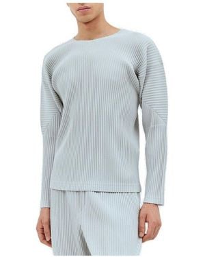Homme Plissé Issey Miyake Crewneck Long-Sleeved T-Shirt - Blue