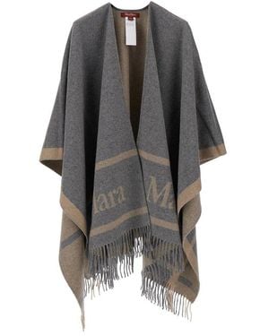 Max Mara Hildestd Fringed Edge Cape - Grey