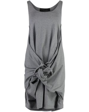 Y. Project Embroidered Cotton Mini Dress - Grey