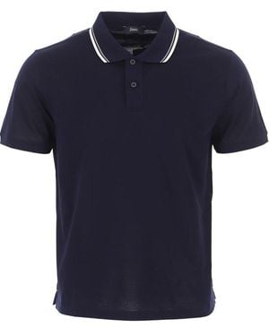 Herno Short-Sleeved Contrast Trim Polo Shirt - Blue