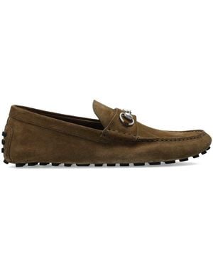 Gucci Horsebit Detailed Slip-on Loafers - Brown