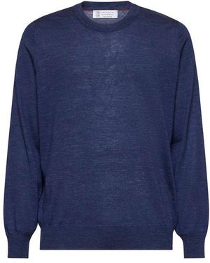 Brunello Cucinelli Crewneck Knitted Jumper - Blue