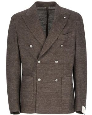 Lubiam Double-Breasted Blazer Jacket - Brown