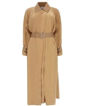 Ferragamo Belted Waist Trench Coat - Natural