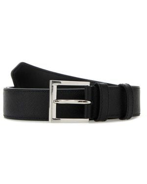 Prada Triangle-Logo Belt - Black