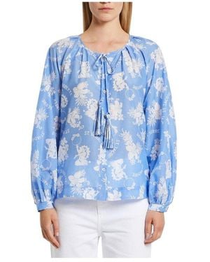 Marella Gancio All-Over Patterned Drawstring Shirt - Blue
