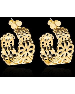 Kate Spade Flower Lace Cut-Out Hoop Earrings - Metallic