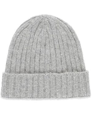 Fabiana Filippi Sequin Embellished Knitted Beanie - Grey