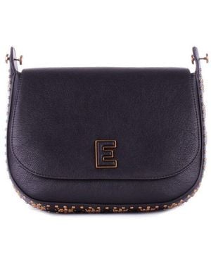 Ermanno Scervino Logo Printed Embellished Flap Shoulder Bag - Blue