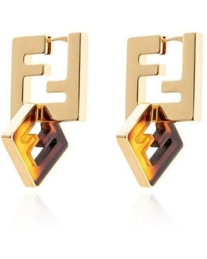 Fendi Logo-Shaped Earrings - Metallic